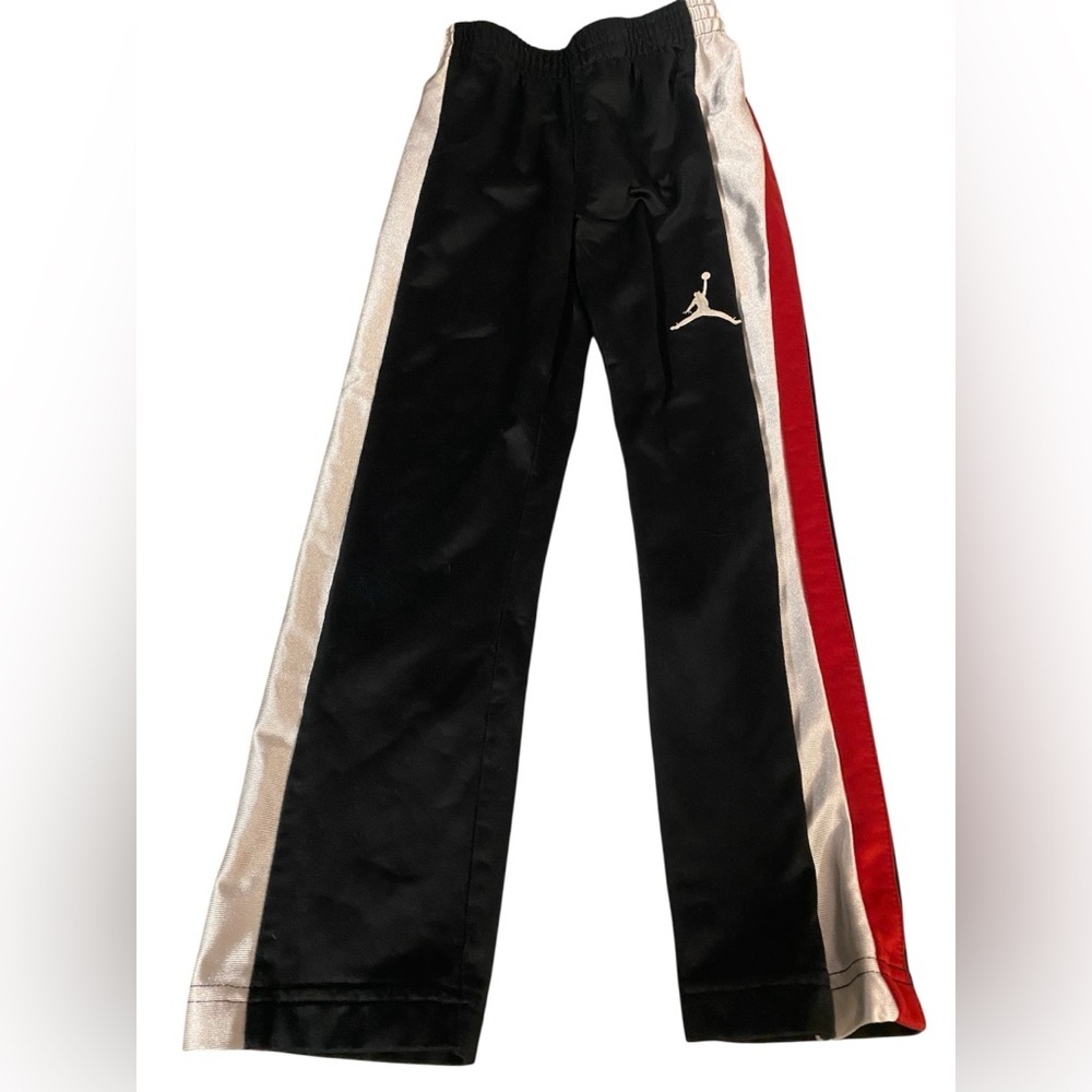 Jordan Kids Black and Red Joggers with White Stripe